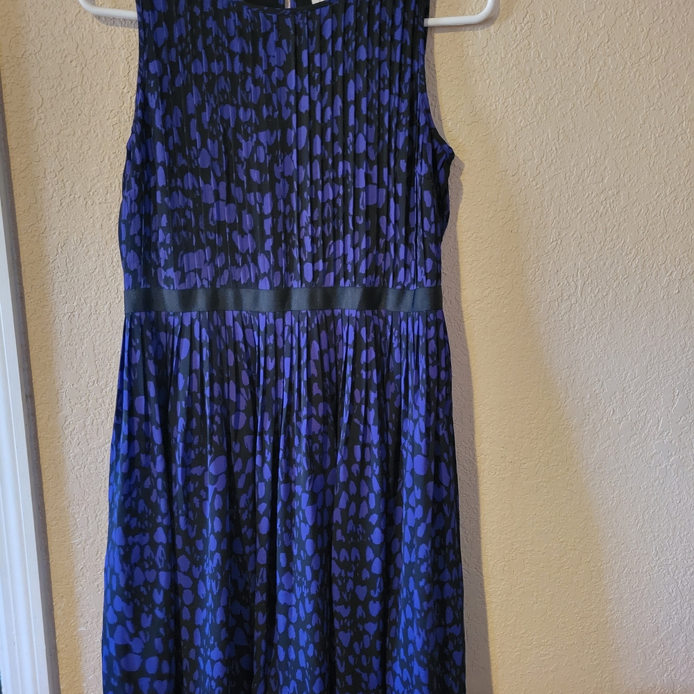 LOFT Purple and Black Patterned Dress